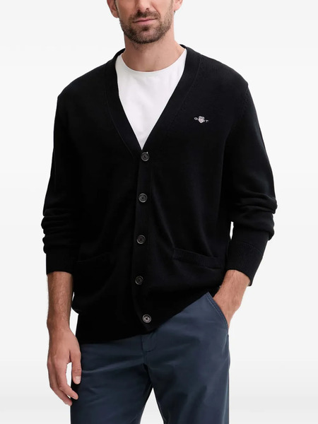  Gant Logo Button Cardigan - Black 