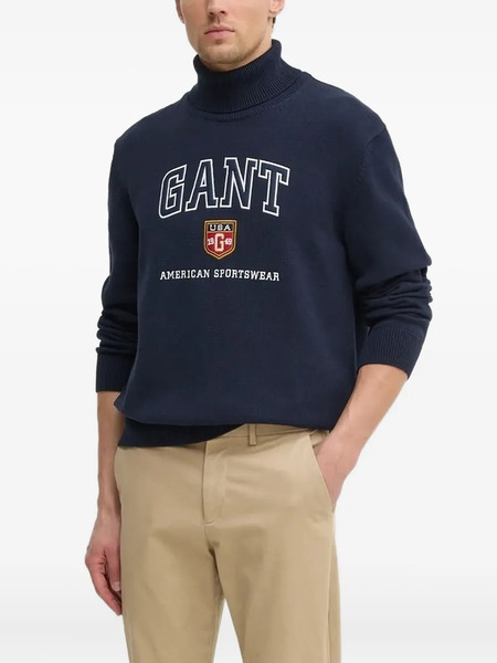  Gant Logo-embellished Turtleneck Sweater - Blue 