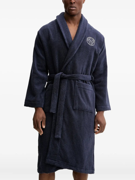  Gant Logo-embroidered Shawl-collar Robe - Blue 