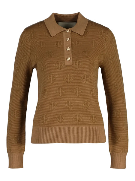  Gant Monogram-pattern Knitted Polo Shirt - Brown 
