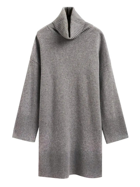  Gant Roll-neck Ribbed Mini Dress - Grey 
