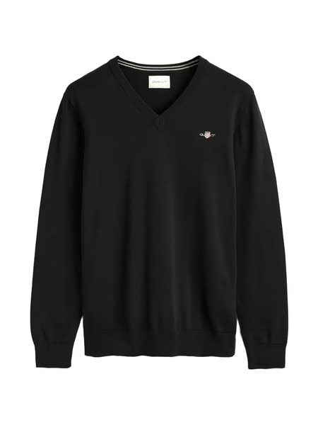  Gant V-neck Logo Sweater - Black 