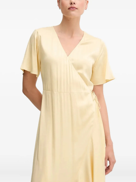  Gant Wrap Ruffled-sleeve Asymmetrical Dress - Yellow 