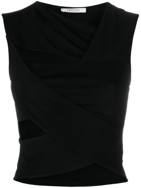  Gauchère Asymmetric Cutout Crop Top - Black 