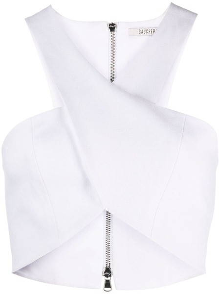  Gauchère Crossed Cotton-linen Blend Top - White 