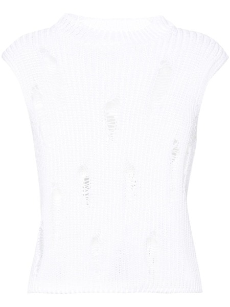  Gauchère Distressed Cotton Vest - White 