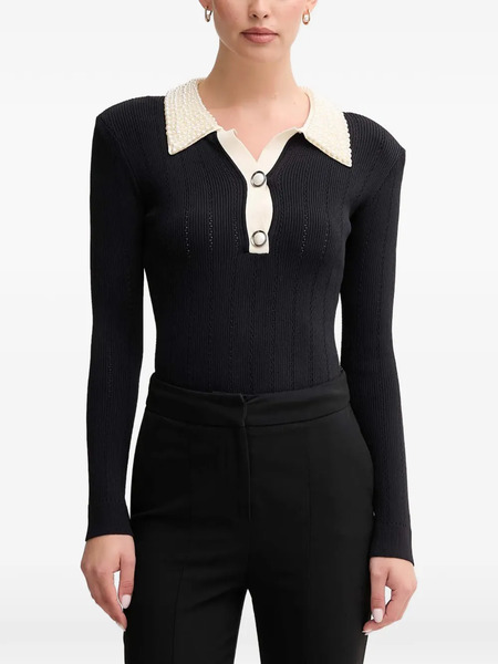  Gaudi Collar-embellished Polo Top - Black 