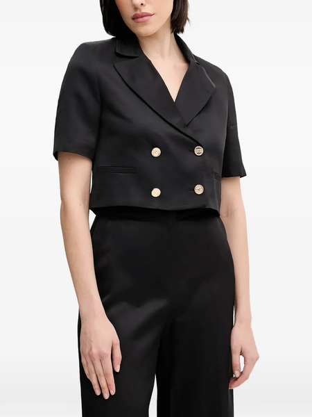  Gaudi Double-breasted Cropped Blazer - Black 