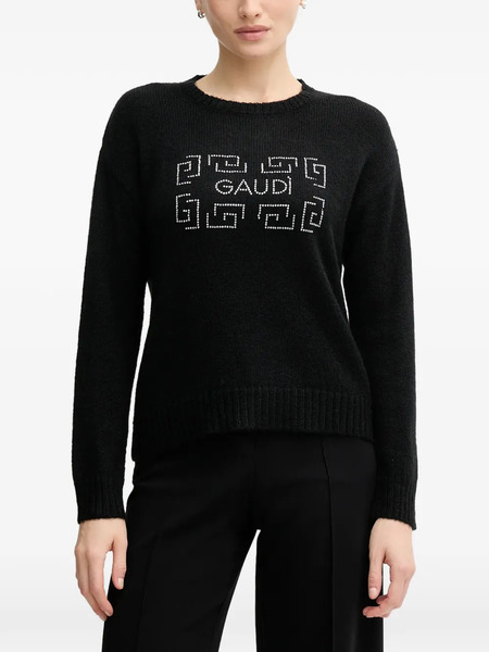 Gaudi Embellished Crew-neck Sweater - Black 