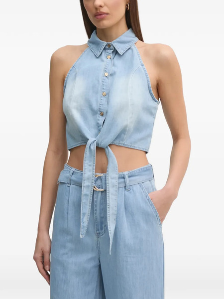  Gaudi Halterneck Front-knot Top - Blue 