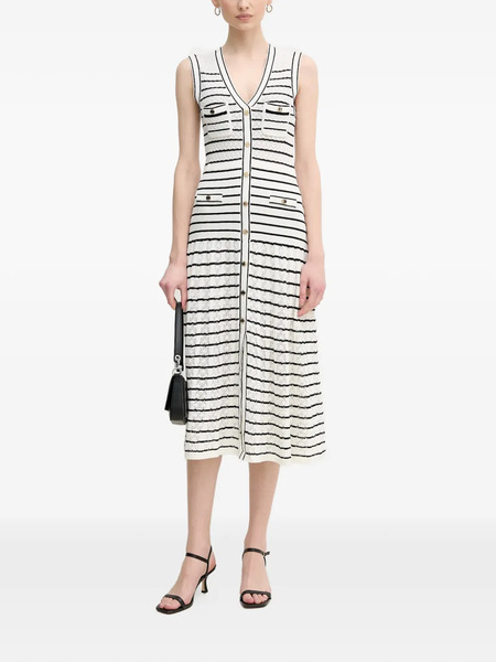  Gaudi Pockets Striped Button Midi Dress - Neutrals 