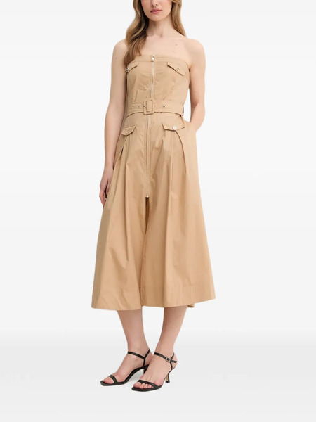  Gaudi Zip Belted Midi Dress - Neutrals 