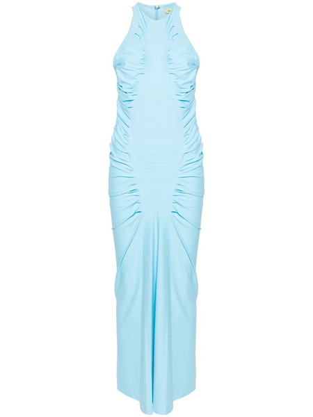  Gauge81 Halterneck Ruched Maxi Dress - Blue 