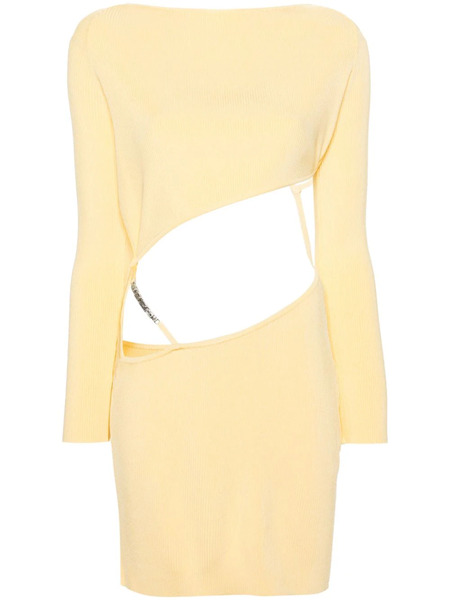  Gcds Asymmetric Ribbed Minidress - Yellow 