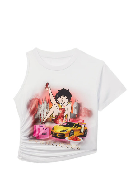  Gcds Betty Boop Asymmetrical T-shirt - White 