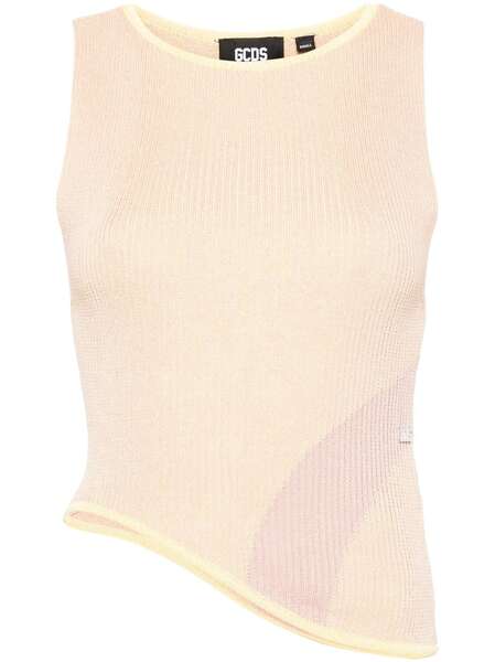  Gcds Comma Asymmetric Ribbed Top - Pink 