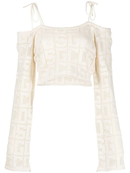  Gcds Crochet-knit Logo Crop Top - White 