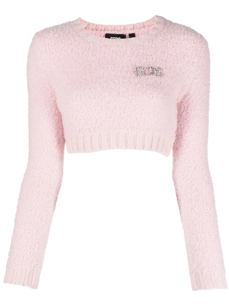  Gcds Crystal-embellished Crew-neck Crop Top - Pink 