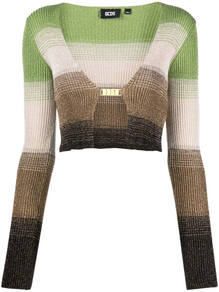  Gcds Degradé-effect Lurex Cropped Cardigan - Green 