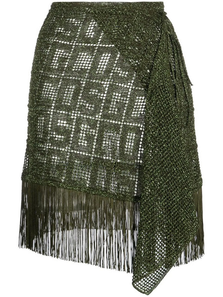  Gcds Fringe-detail Macramé Skirt - Green 