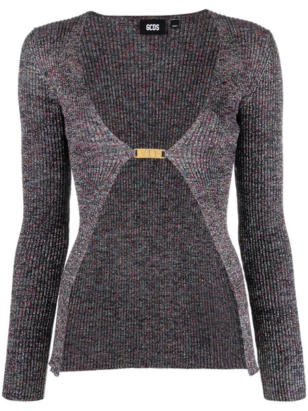  Gcds Glittered V-neck Cardigan - Grey 