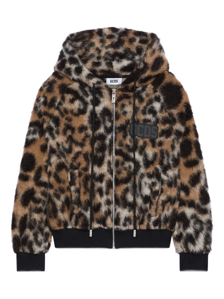  Gcds Hooded Animal-pattern Jacket - Brown 