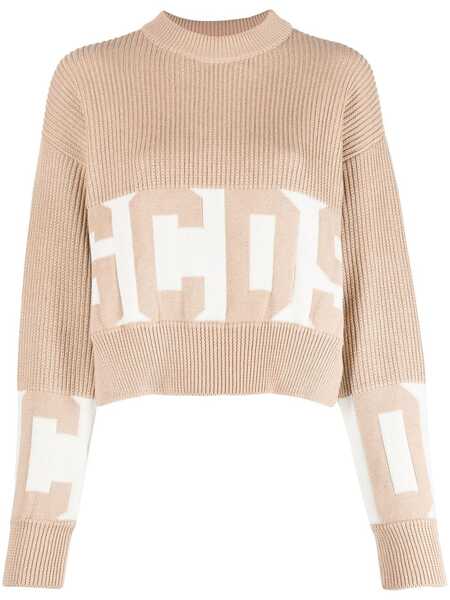  Gcds Intarsia-knit Logo Jumper - Brown 