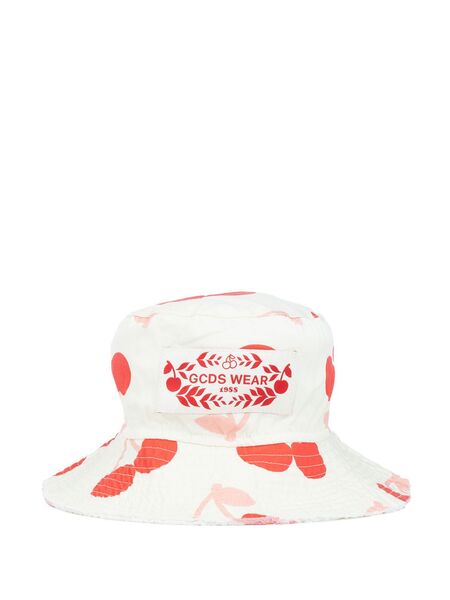  Gcds Kids Cherry-print Bucket Hat - White 