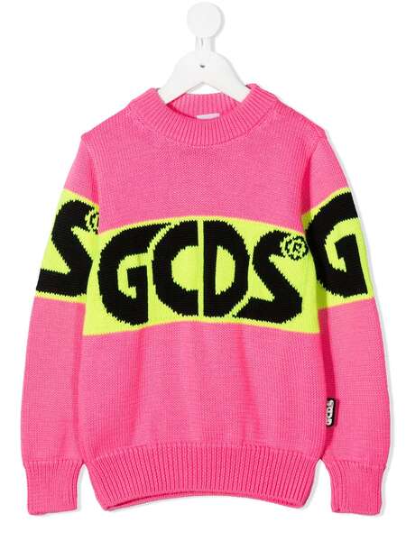  Gcds Kids Colour-block Logo Knit Jumper - Pink 
