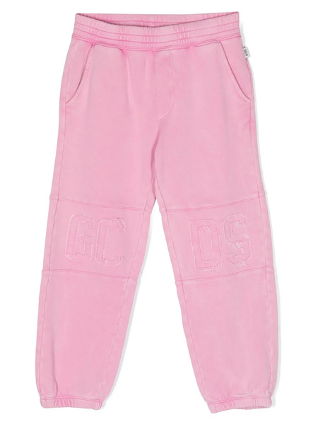  Gcds Kids Debossed-logo Cotton Trousers - Pink 