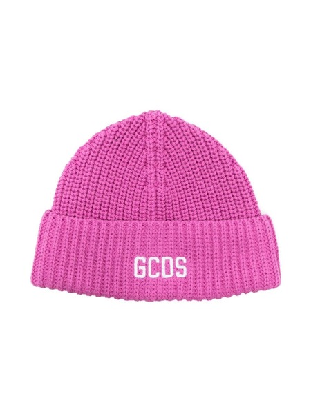  Gcds Kids Logo-embroidered Knitted Beanie - Pink 