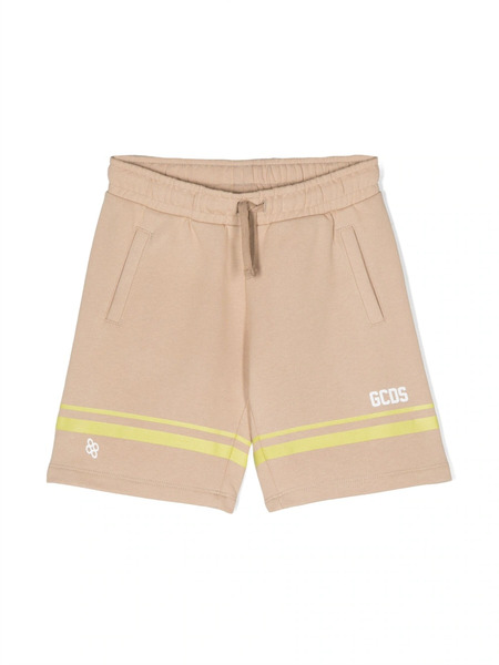  Gcds Kids Logo-print Cotton Casual Shorts - Neutrals 