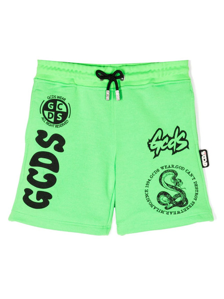  Gcds Kids Logo-print Track Shorts - Green 