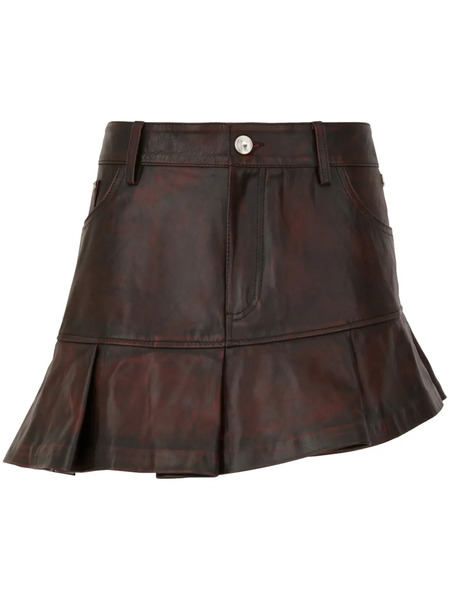  Gcds Leather Pleated Mini Skirt - Red 