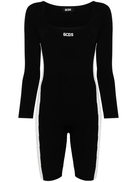  Gcds Logo-embroidered Ribbed Jumpsuit - Black 