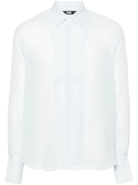  Gcds Logo-embroidered Silk Shirt - Blue 