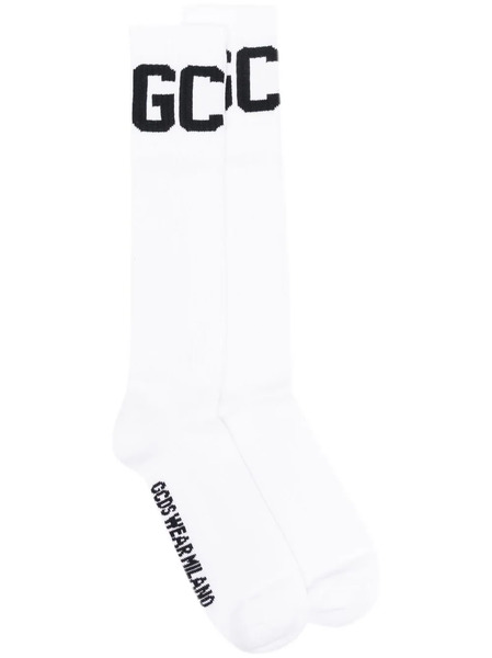  Gcds Logo-jacquard Ribbed Socks - White 