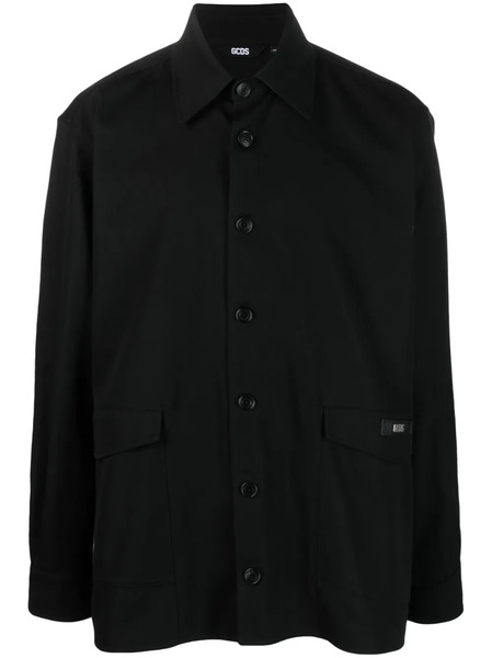  Gcds Logo-patch Cotton Shirt Jacket - Black 