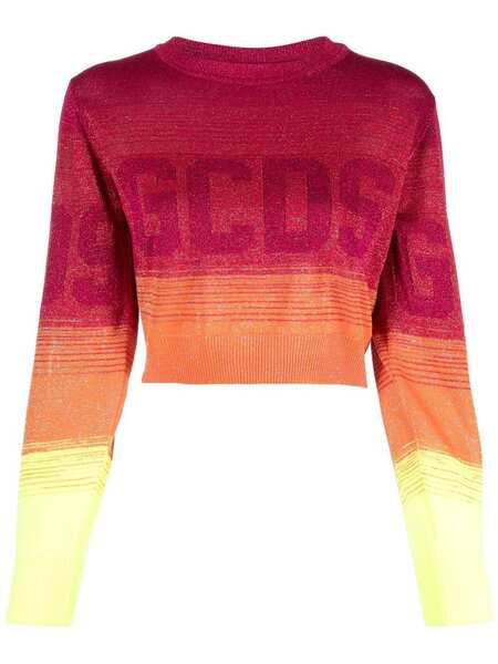  Gcds Logo-print Ombré Cropped Jumper - Pink 