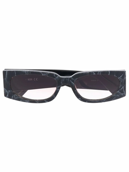  Gcds Marble-effect Rectangular-frame Sunglasses - Black 