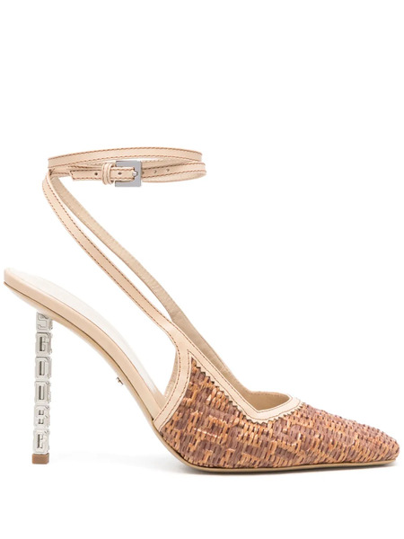  Gcds 100mm Gcds Cube Monogram-raffia Pumps - Brown 