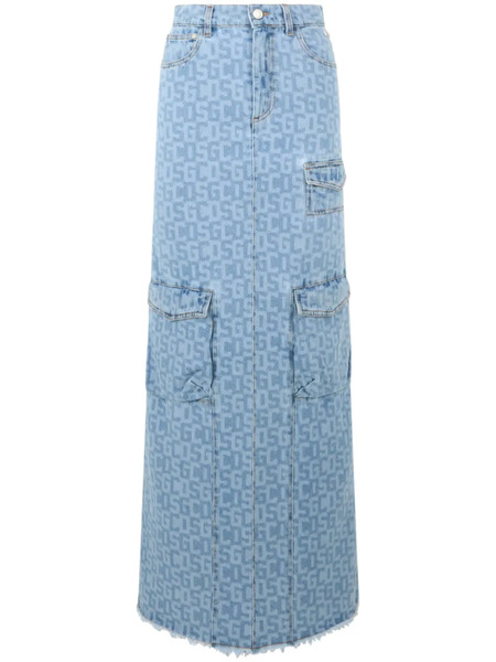  Gcds Monogram Denim Skirt - Blue 