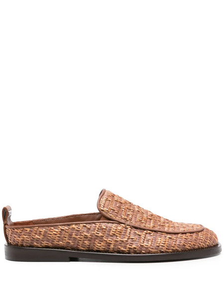  Gcds Monogram-embossed Raffia Mules - Brown 
