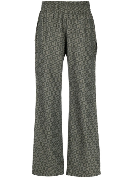  Gcds Open-leg Monogram Trousers - Green 