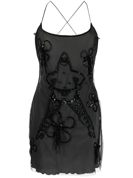  Gcds Patrick-embellished Tulle Mini Dress - Black 