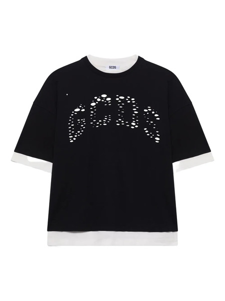  Gcds Perforated Layered T-shirt - Black 