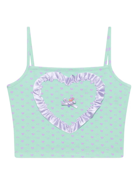  Gcds Polly Pocket Heart-print Top - Green 
