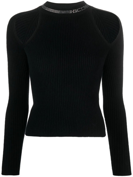  Gcds Rhinestone-embellished Knitted Top - Black 