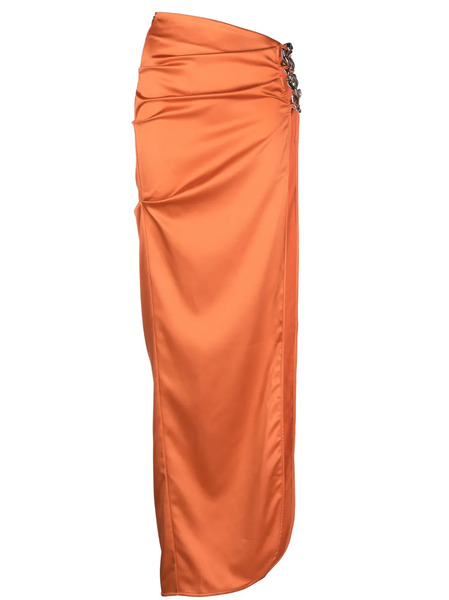  Gcds Slit-detail Satin Maxi Skirt - Orange 