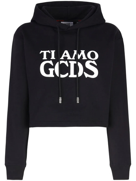  Gcds Ti Amo Cropped Hoodie - Black 